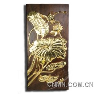 泰國(guó)工藝品 木雕蓮花掛件 tt金箔木雕畫(huà)玄關(guān)畫(huà)